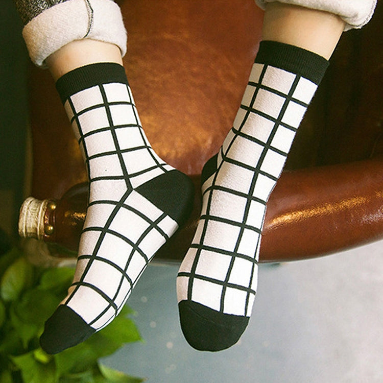 IDEASOX Simple Tube Stockings Harajuku Casual Cotton Socks, Size:One Size(Houndstooth)
