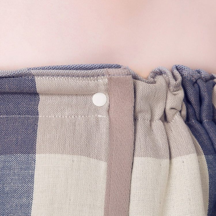 Women Breathable Plaid Bath Towel(Gray-Blue)