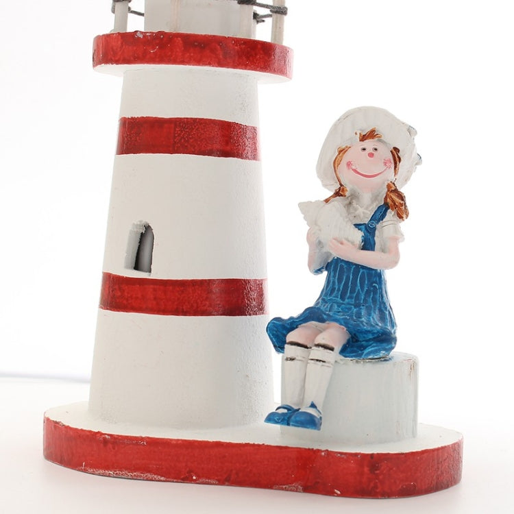 220V 40W E27 Natural Bamboo Wood Lighthouse Desk Lamp Hand Painted Bedroom Study Home Decoration