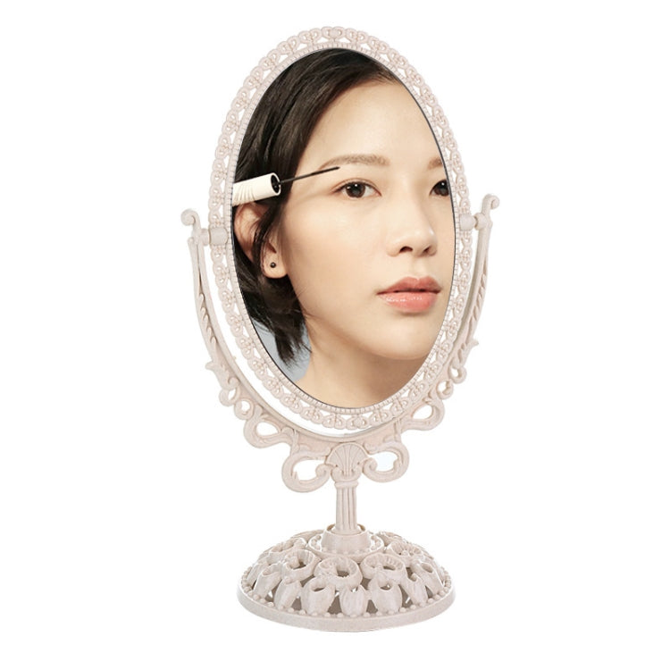 Retro Double-Sided Vanity Mirror Simple Large Portable Mirror(Beige)