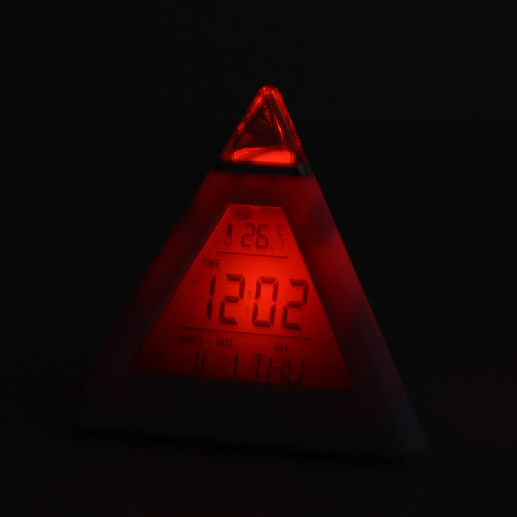 2 PCS Color Changing Pyramid Digital LCD Alarm Clock Thermometer Temperature Date Display Electronic Table Desktop Clocks