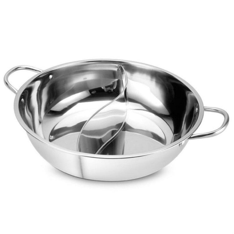 2 PCS Stainless Steel Hot Pot Thicken Miso Hot Pot Two Ear Two Pot, Size:24cm