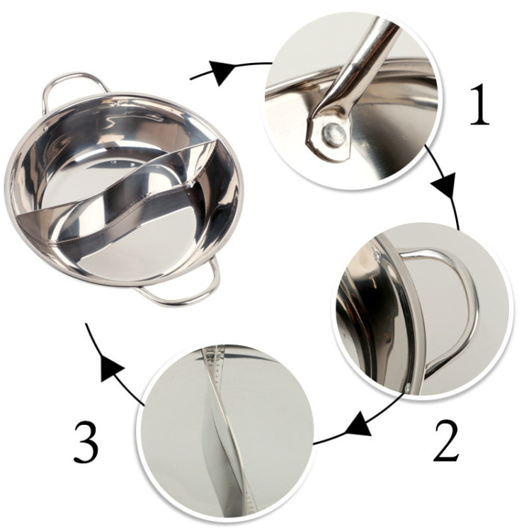 2 PCS Stainless Steel Hot Pot Thicken Miso Hot Pot Two Ear Two Pot, Size:28cm