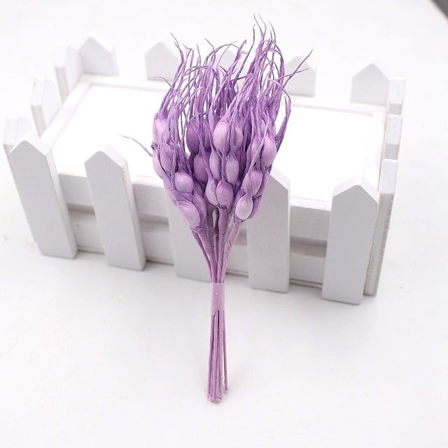 5 PCS Artificial Flower Mini Foam Autumn Wheat  Bouquet for Wedding Decoration Wreath Fake Flowers