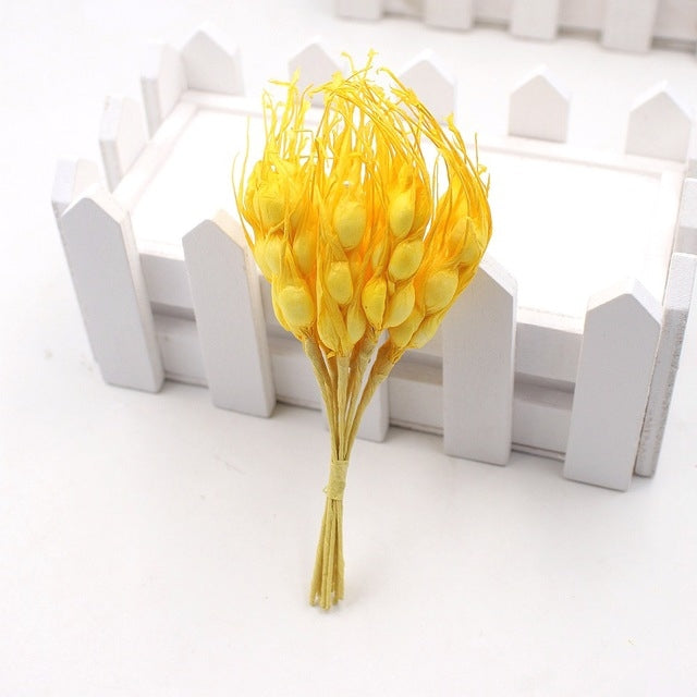 5 PCS Artificial Flower Mini Foam Autumn Wheat  Bouquet for Wedding Decoration Wreath Fake Flowers