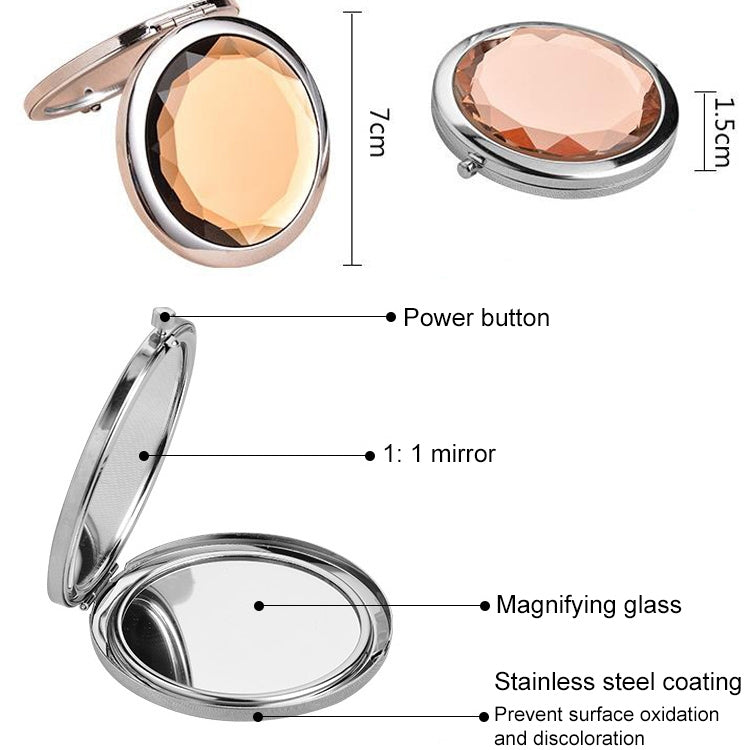 Metal Crystal Makeup Mirror Folding Double Mirror
