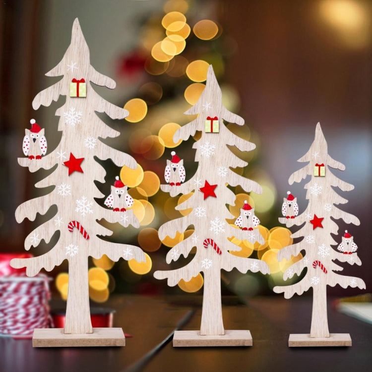 2 PCS Christmas Decorations Creative Painted Wooden Christmas Tree Ornaments, Size:24x10cm