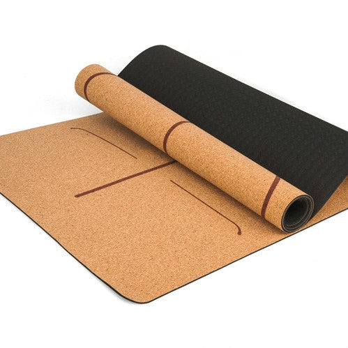 183X68cm Natural Cork TPE Yoga Mat Fitness Mats Pilates Non-slip Yoga Mats(Dark Khaki)