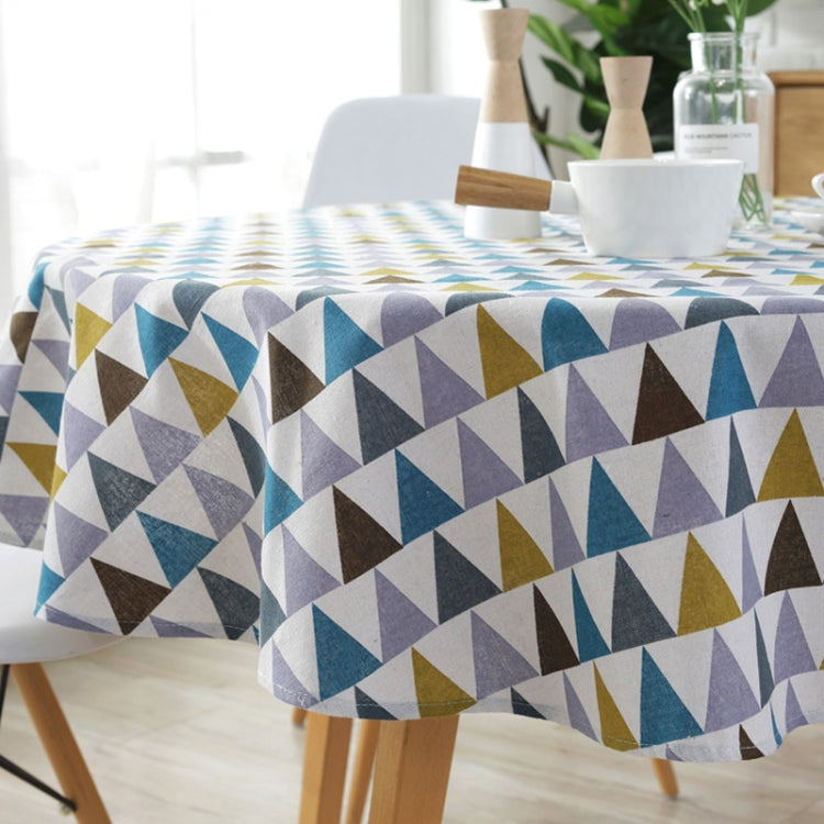 Polyester Cotton Round Tablecloth Dust-proof Cotton and Linen Printing Tablecloth, Diameter:150cm