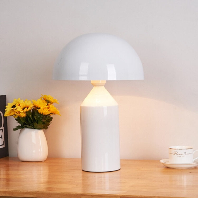White 220V  E14 LED Metal Mushroom Table Lamp Bedroom Decorative Table Lamp, Size:S