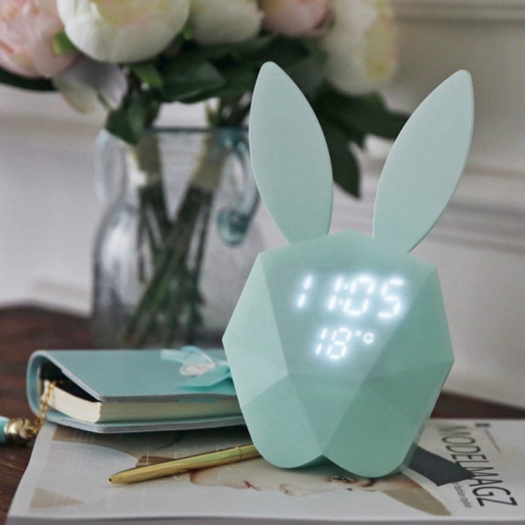 LED Sound Night Light Thermometer Rechargeable Table Wall Clocks Cute Rabbit Shape Digital Alarm Clock