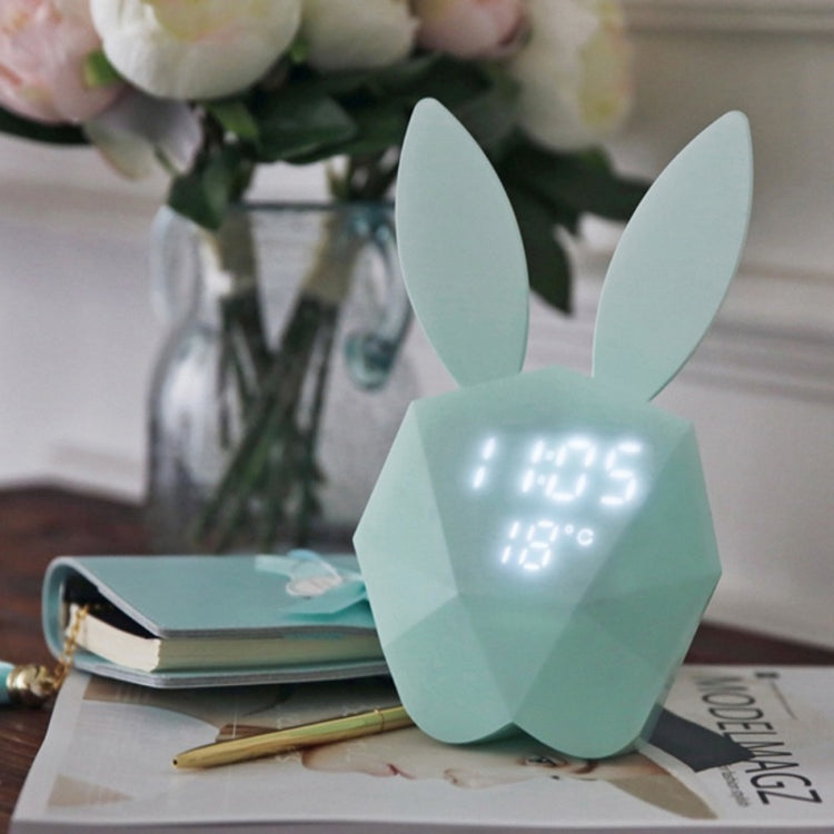 LED Sound Night Light Thermometer Rechargeable Table Wall Clocks Cute Rabbit Shape Digital Alarm Clock