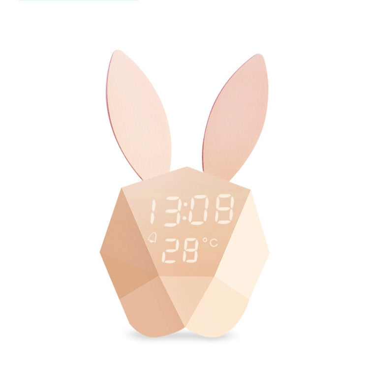 LED Sound Night Light Thermometer Rechargeable Table Wall Clocks Cute Rabbit Shape Digital Alarm Clock