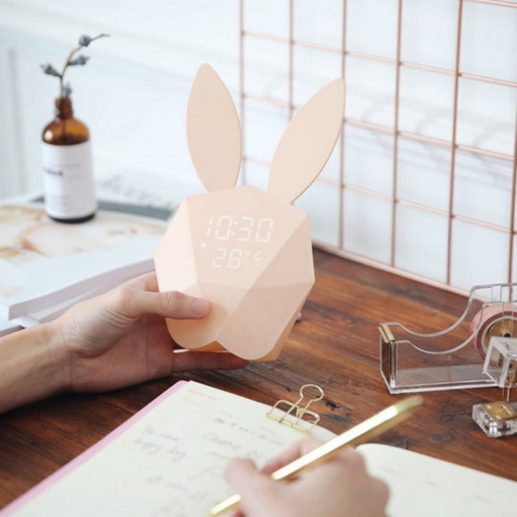 LED Sound Night Light Thermometer Rechargeable Table Wall Clocks Cute Rabbit Shape Digital Alarm Clock