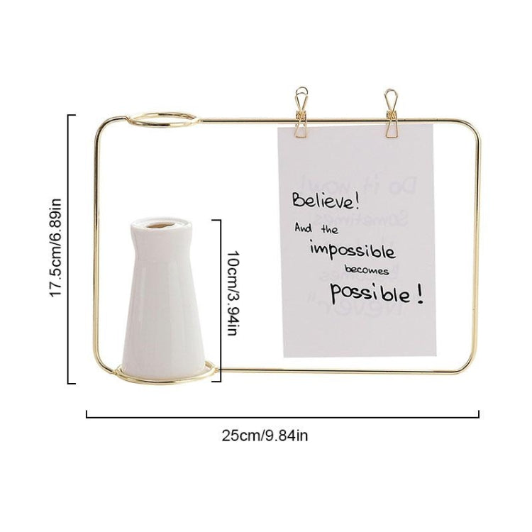 Wrought Iron Picture Frame Photo Frame Living Room Set Up Table Vase Office Room Home Decoration, Color:Gold