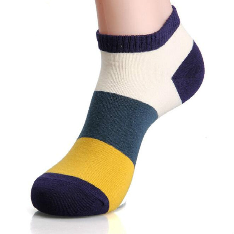 20 Pairs Men Splicing Color Summer Socks Combed Cotton Breathable Sweat Absorption Elastic Ankle Adults Socks