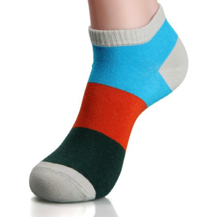 20 Pairs Men Splicing Color Summer Socks Combed Cotton Breathable Sweat Absorption Elastic Ankle Adults Socks