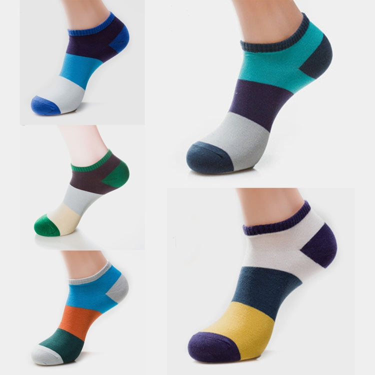 20 Pairs Men Splicing Color Summer Socks Combed Cotton Breathable Sweat Absorption Elastic Ankle Adults Socks