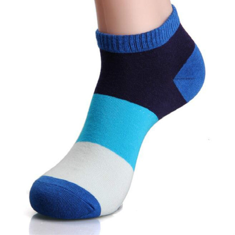 20 Pairs Men Splicing Color Summer Socks Combed Cotton Breathable Sweat Absorption Elastic Ankle Adults Socks