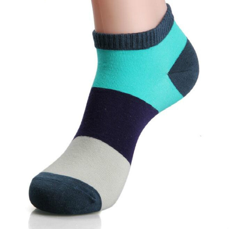 20 Pairs Men Splicing Color Summer Socks Combed Cotton Breathable Sweat Absorption Elastic Ankle Adults Socks