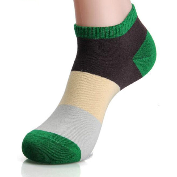 20 Pairs Men Splicing Color Summer Socks Combed Cotton Breathable Sweat Absorption Elastic Ankle Adults Socks