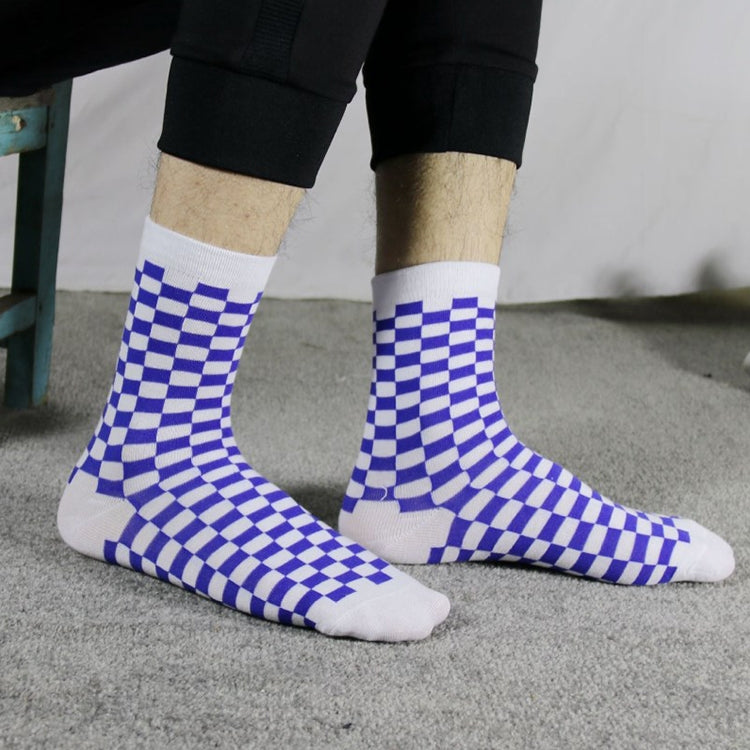 Black and White Checkerboard Tube Cotton Socks, Size:One Size