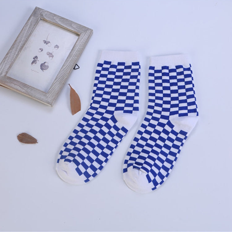 Black and White Checkerboard Tube Cotton Socks, Size:One Size