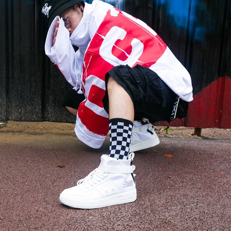 Black and White Checkerboard Tube Cotton Socks, Size:One Size