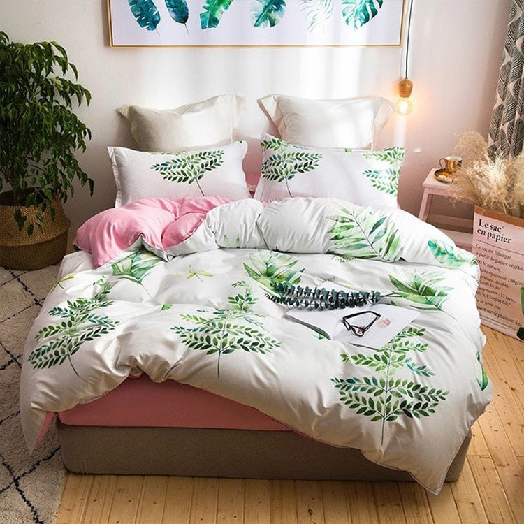 Home Simple and Comfortable Polyester Textile Jungle Leaf Print Pattern Bedding Set,