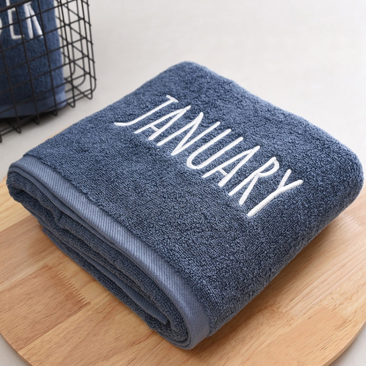 Month Embroidery Soft Absorbent Increase Thickened Adult Cotton Bath Towel, Pattern:January