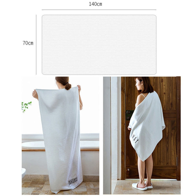Month Embroidery Soft Absorbent Increase Thickened Adult Cotton Bath Towel, Pattern:August