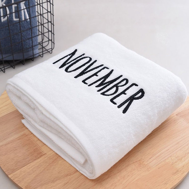 Month Embroidery Soft Absorbent Increase Thickened Adult Cotton Bath Towel, Pattern:November