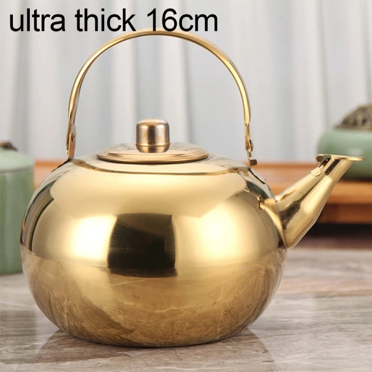 Thick Stainless Steel Teapot Tea Set Coffee Pot, style:gold ultra thick 16cm