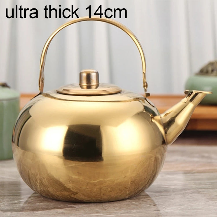 Thick Stainless Steel Teapot Tea Set Coffee Pot, style:gold ultra thick 14cm