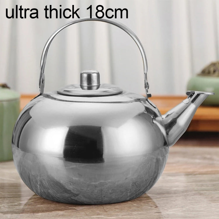 Thick Stainless Steel Teapot Tea Set Coffee Pot, style:silver ultra thick 18cm