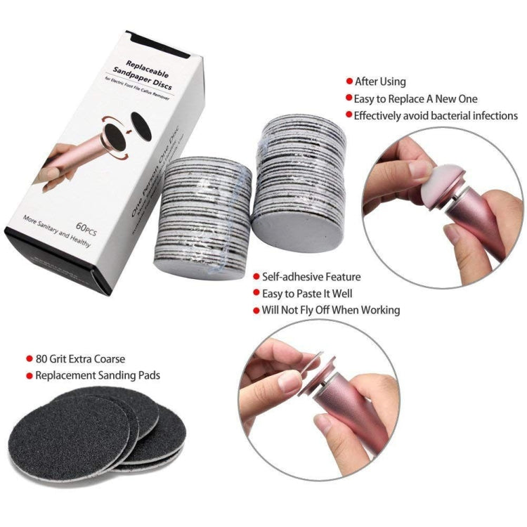 60 PCS Replacement Sandpaper Disk for Electric Foot Polisher, Specification:180 Mesh(Extra Fine Sand)