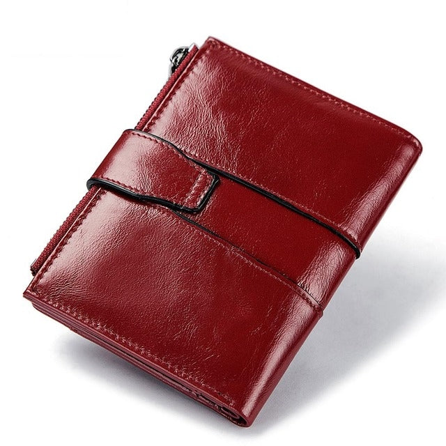 Genuine Leather Female Coin Small Wallet Zipper Money Bag Mini Card Holder
