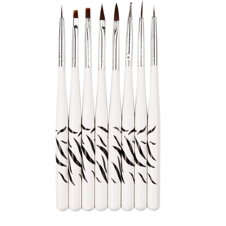 3 Pairs Zebra Manicure Brush Set 8 Painter Tool Manicure DIY Kit