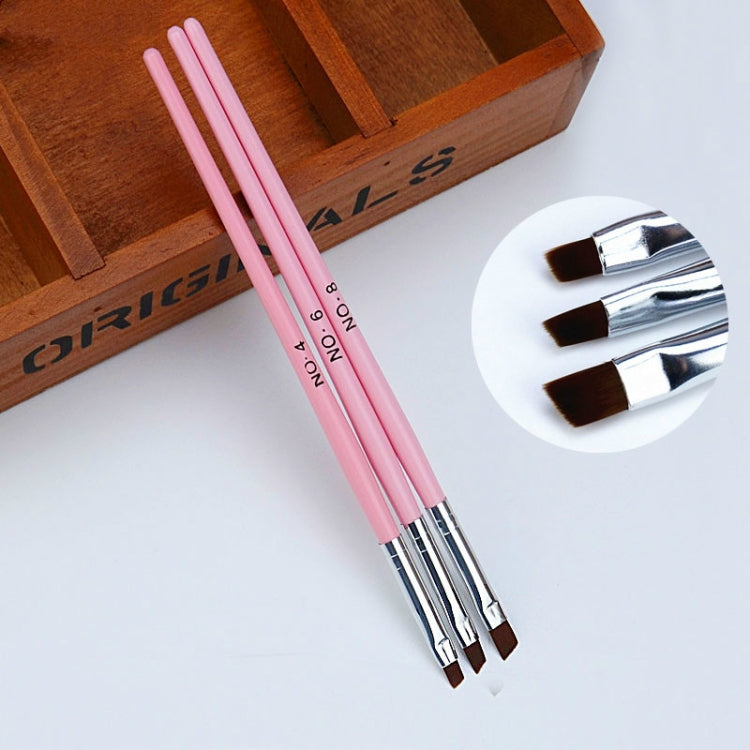 3 PCS Pink Row Dotting Dot Builder Flat Painting Crystal Carving UV Gel Nail Art Acrylic Polish Tips Pen Brush Manicure Tools Set