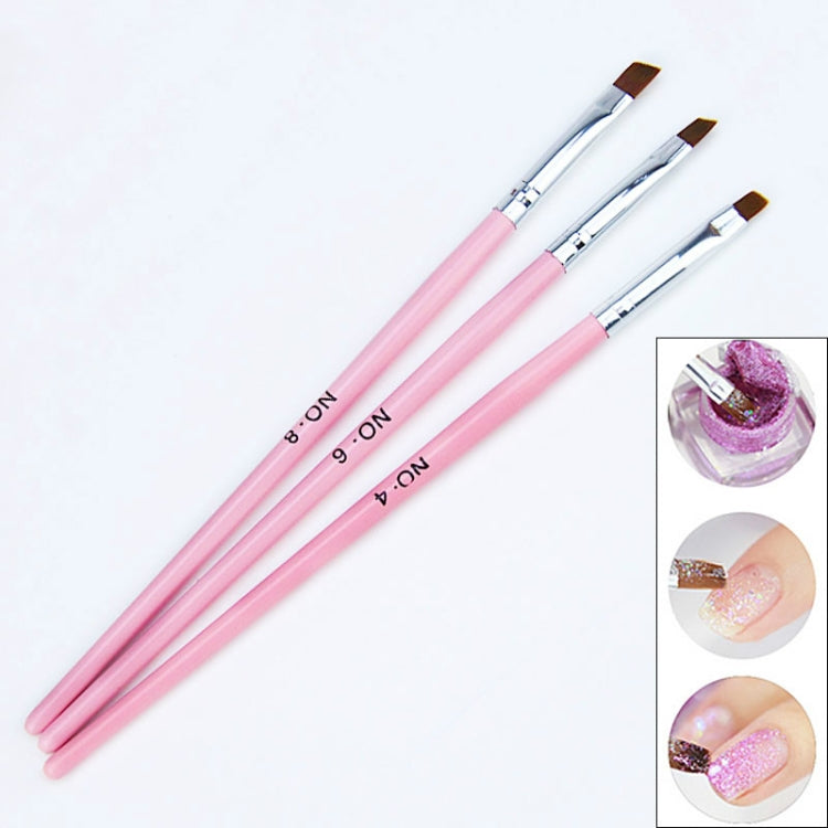 3 PCS Pink Row Dotting Dot Builder Flat Painting Crystal Carving UV Gel Nail Art Acrylic Polish Tips Pen Brush Manicure Tools Set