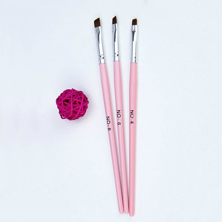 3 PCS Pink Row Dotting Dot Builder Flat Painting Crystal Carving UV Gel Nail Art Acrylic Polish Tips Pen Brush Manicure Tools Set