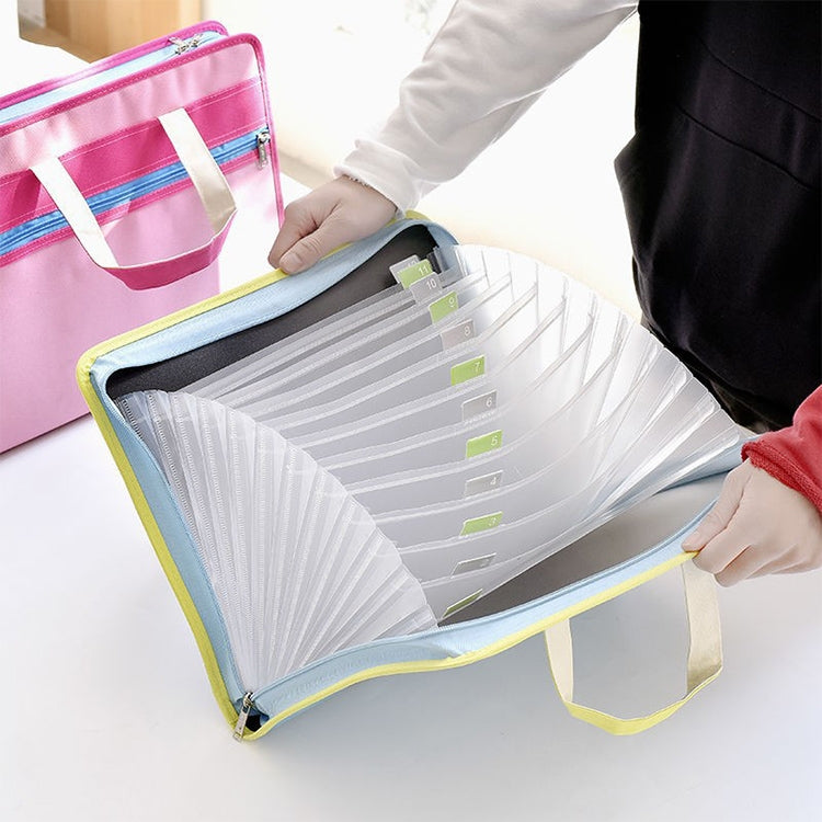 Creative Organ Multi-layer Clip Oxford Cloth A4 Portable Zipper Briefcase