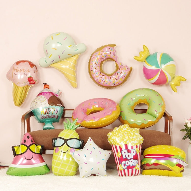 4 PCS Doughnut Candy Ice Cream Shaped Foil Balloons Happy Birthday Decorations Big Inflatable Helium