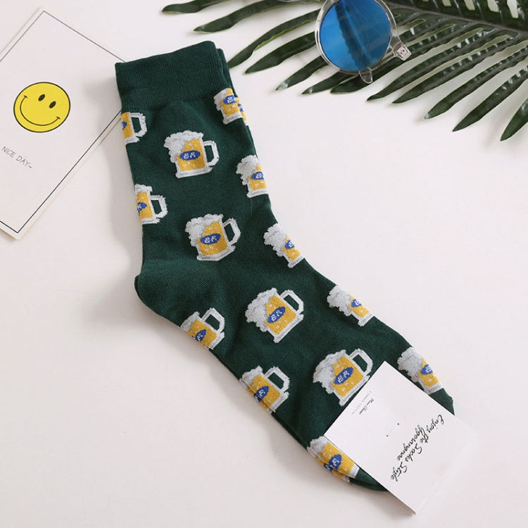 5 Pairs Long Tube Men European and American Style Printing Trend Cotton Socks, Size:One Size