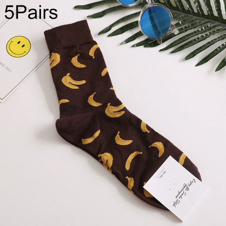 5 Pairs Long Tube Men European and American Style Printing Trend Cotton Socks, Size:One Size