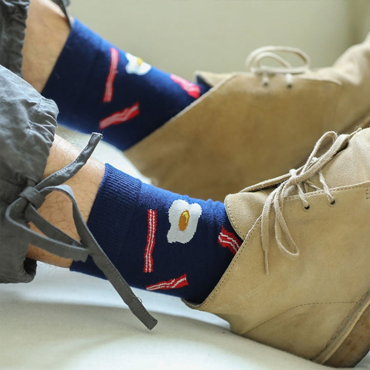 5 Pairs Long Tube Men European and American Style Printing Trend Cotton Socks, Size:One Size