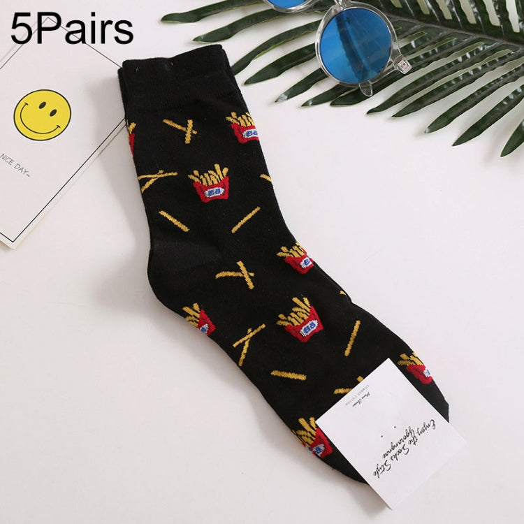 5 Pairs Long Tube Men European and American Style Printing Trend Cotton Socks, Size:One Size