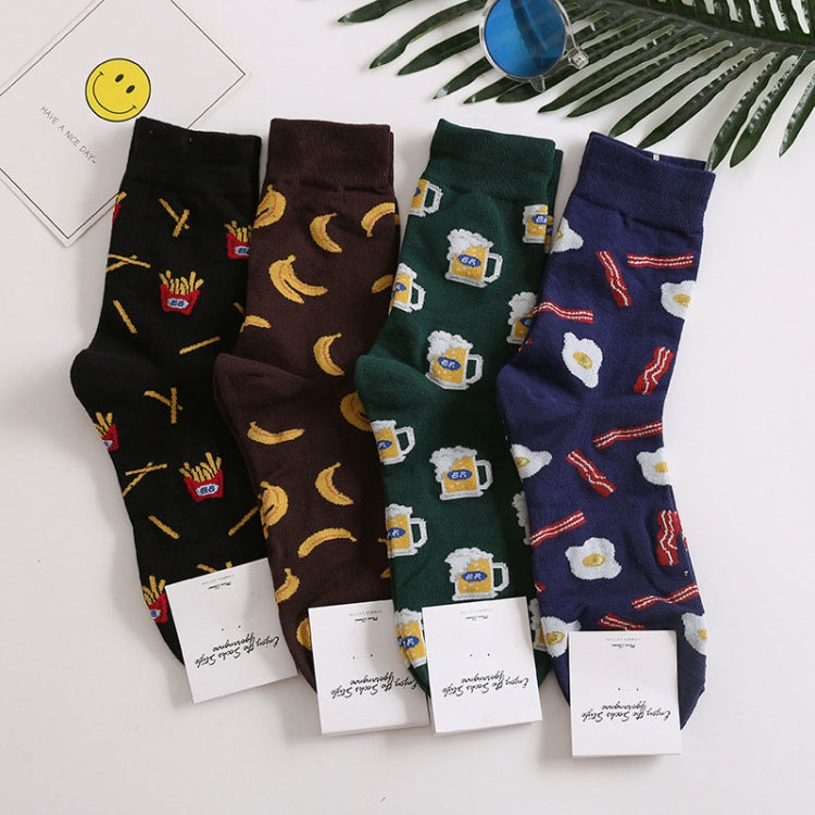 5 Pairs Long Tube Men European and American Style Printing Trend Cotton Socks, Size:One Size
