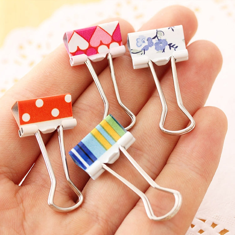 24 PCS 38mm Printed Metal Paper Clip Office School Binding Supplies
