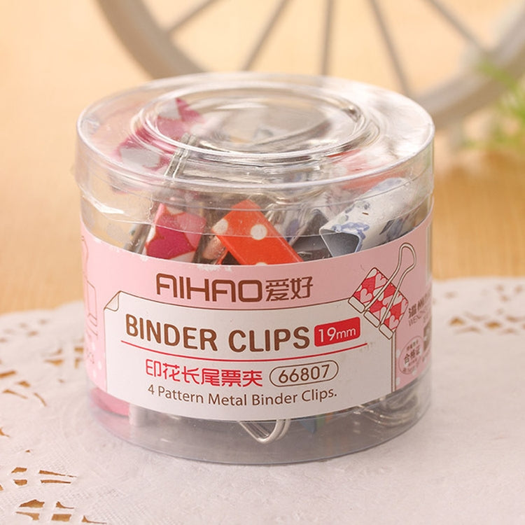 24 PCS 38mm Printed Metal Paper Clip Office School Binding Supplies